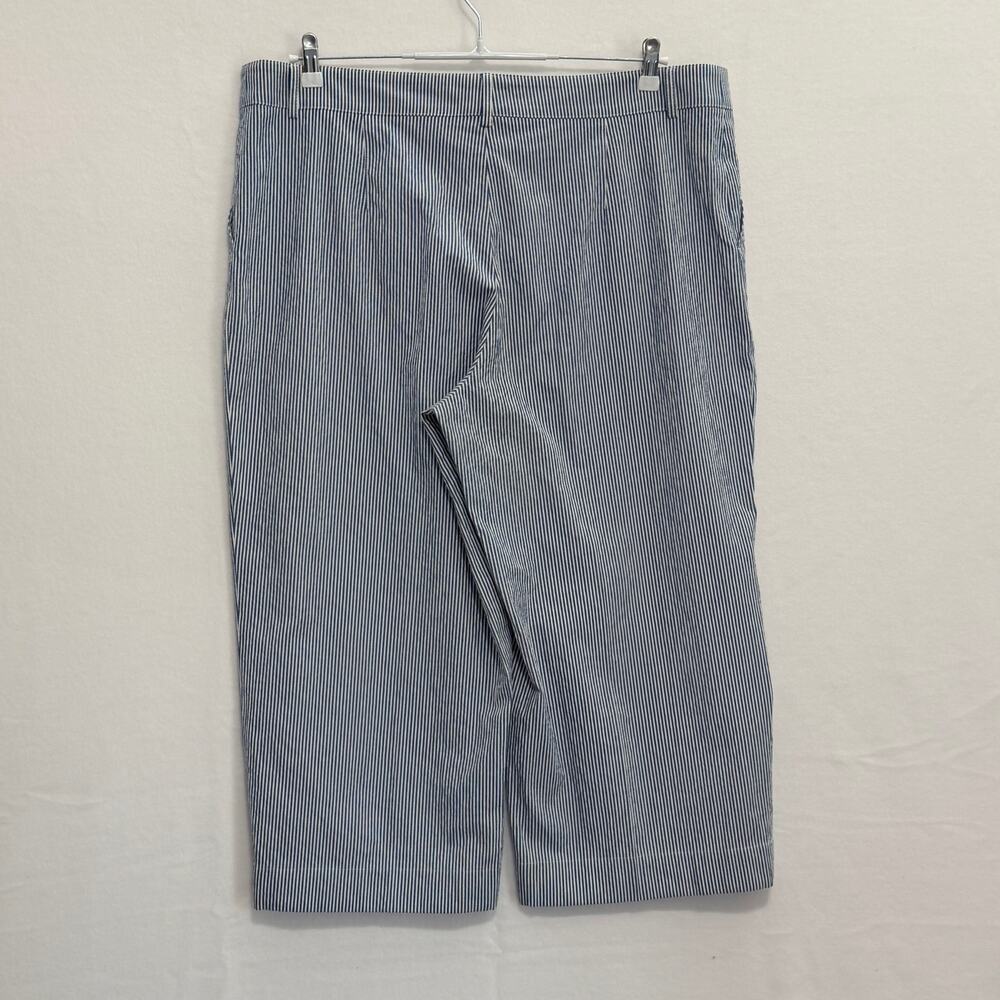 Akris Punto Cropped Seersucker Stretch Pants Blue White Striped Womens PLUS 18 - Picture 4 of 10
